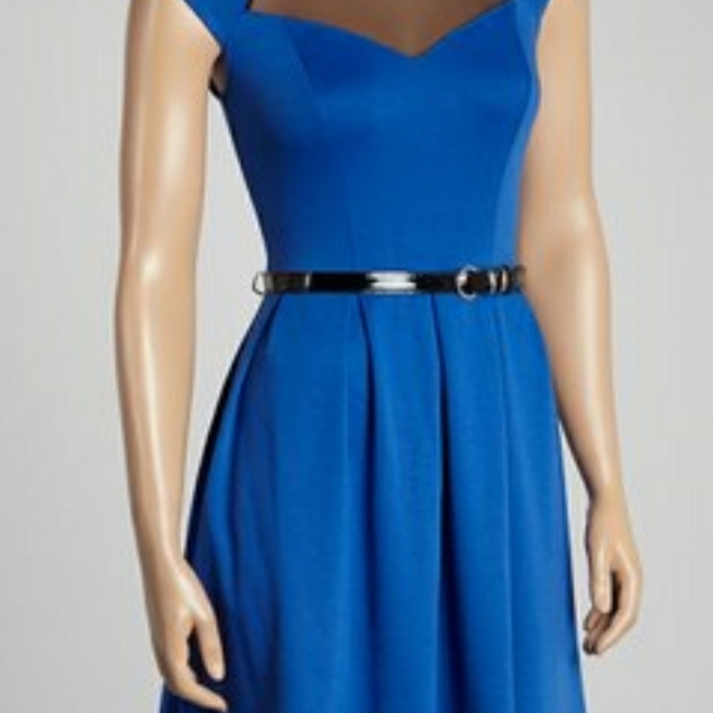 Royal Blue Fit and Flare Dress - L - NWT Preppy Cocktail Party